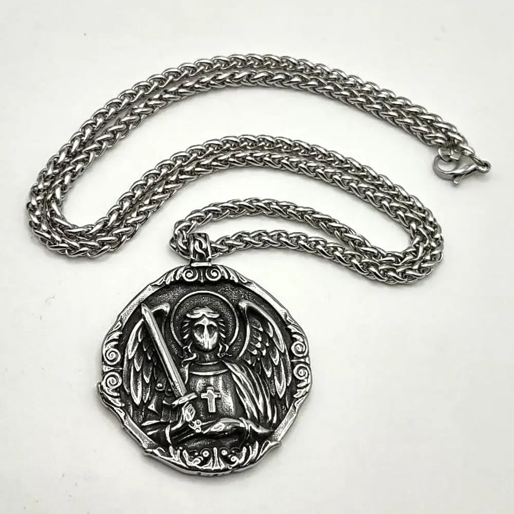 Stainless Archangel St. Michael Necklace Christian Catholic Faith Birthday Gift